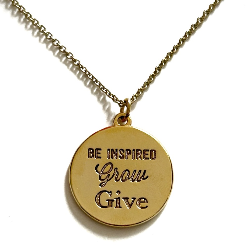 Be Inspired Grow Give Gold Tone Necklace Sigma Rho Sorority Frat Round Circle
